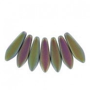 Czech Glass Daggers beads 5x16mm Crystal vitrail full matted 00030-28170